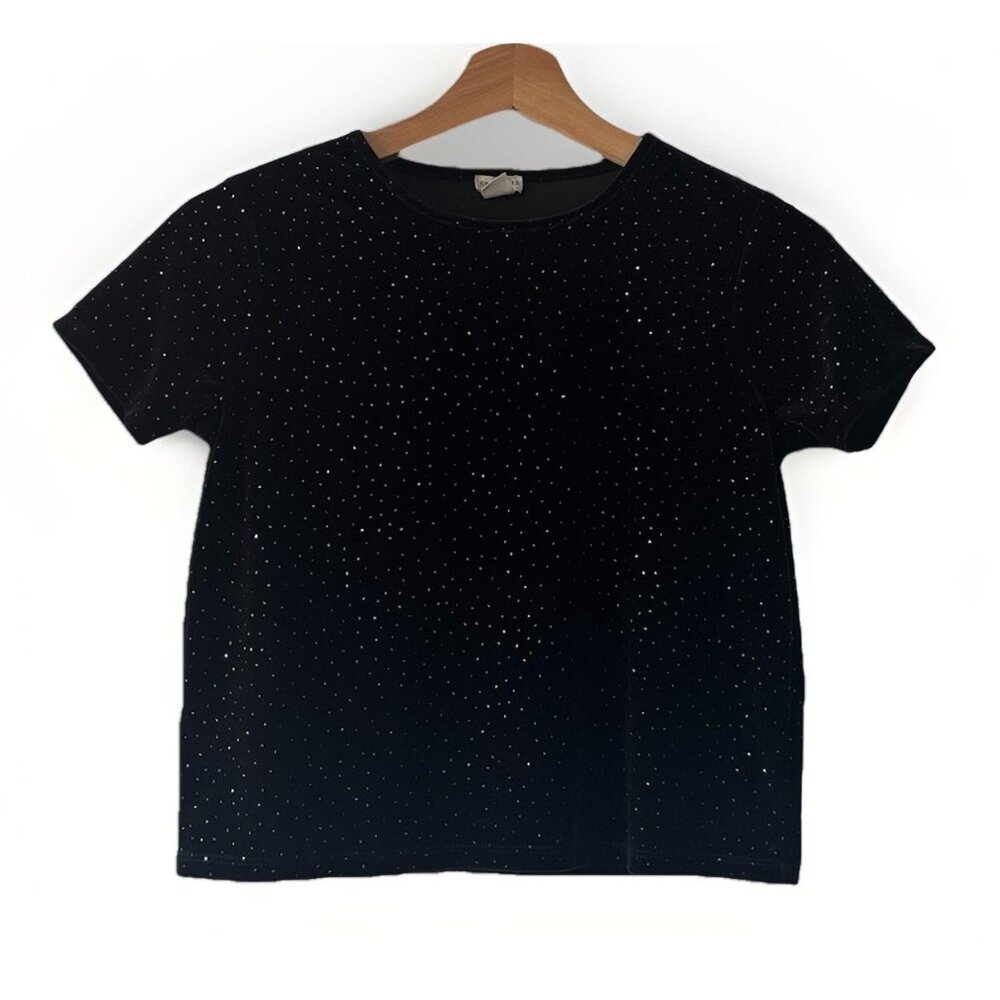 J. Crew Crewcuts Girls Top Size L 10-11 Yrs Black Velvet Shimmer Holiday Preppy